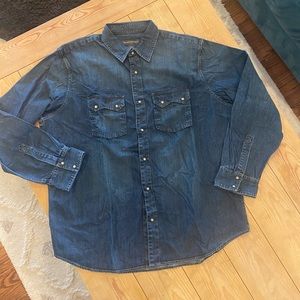 NWT Mens BR denim pearl snap shirt XXL